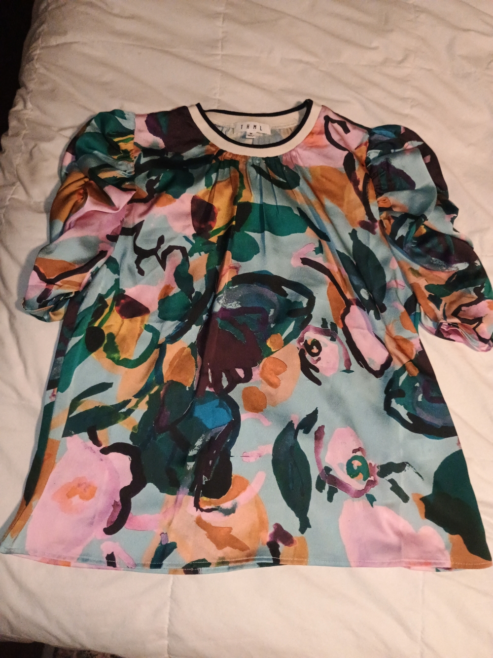 THML Abstract Print Top in Multicolor Medium Like New